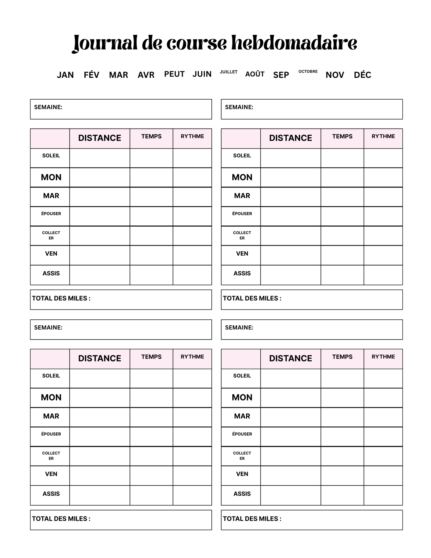 Carnet de fitness minceur objectifs