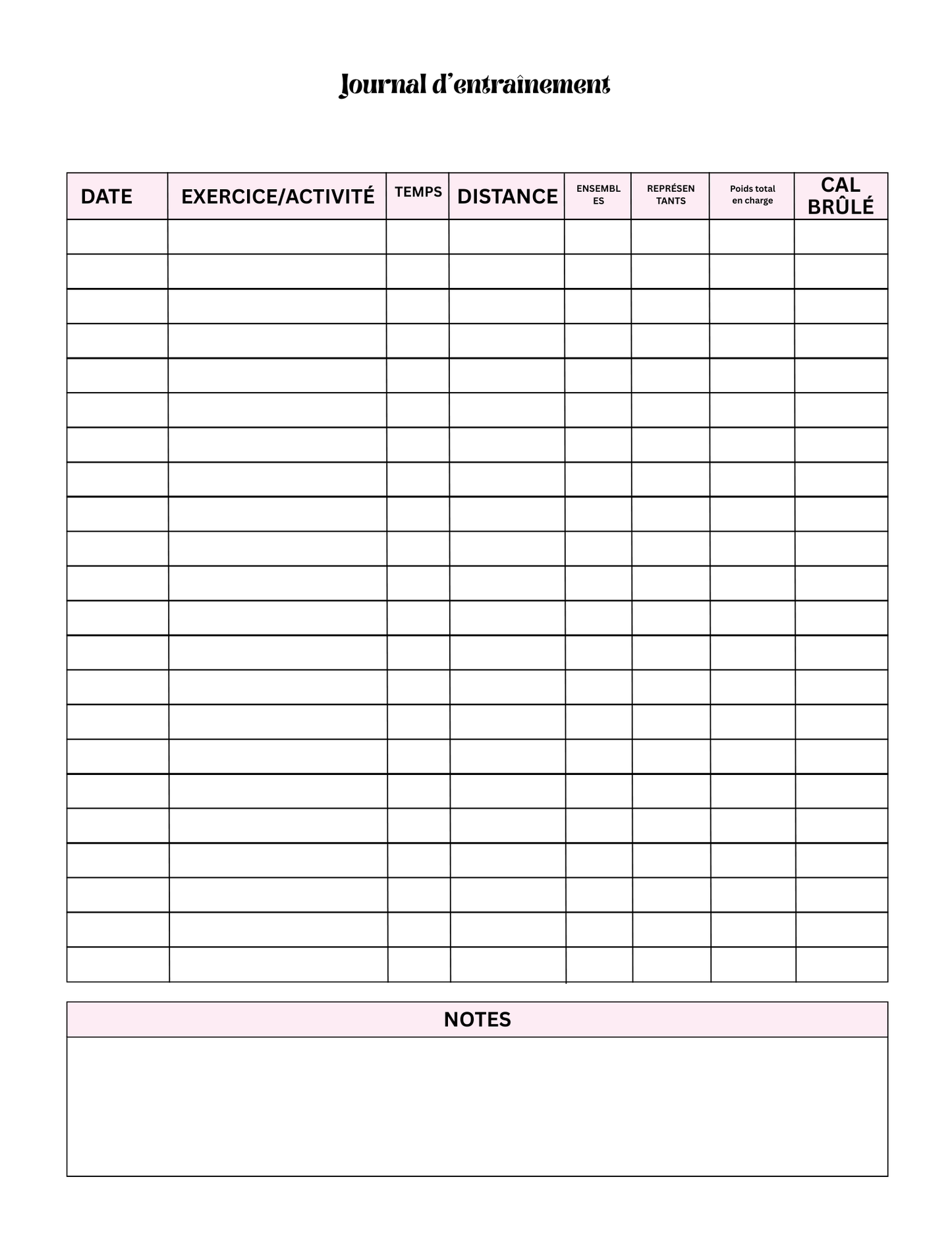Carnet de fitness minceur objectifs